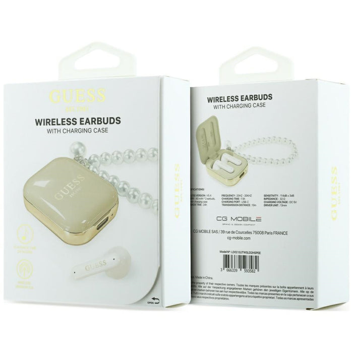 Слушалки TWS Guess Pearl Strap, бежов
