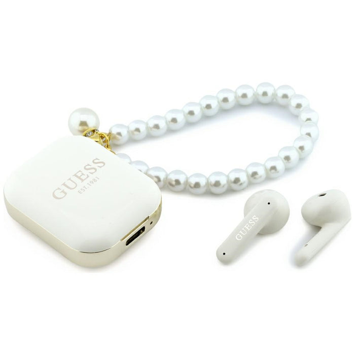 Слушалки TWS Guess Pearl Strap, бели