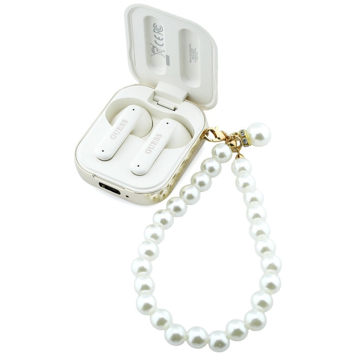 Слушалки TWS Guess Pearl Strap, бели