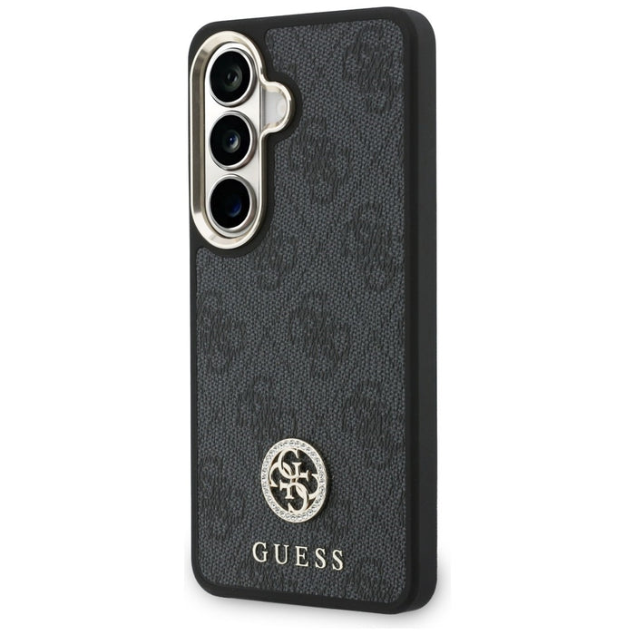 Калъф Guess Big Rhinestone Triangle Strap MagSafe за Galaxy S26, черен + каишка
