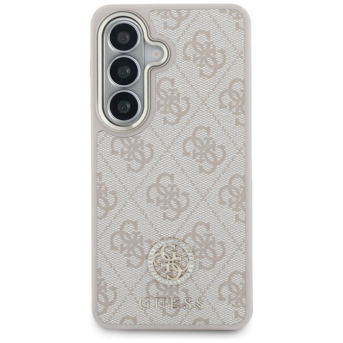 Комплект калъф + каишка Guess Big Rhinestone Triangle Strap MagSafe за Samsung Galaxy S26, розов