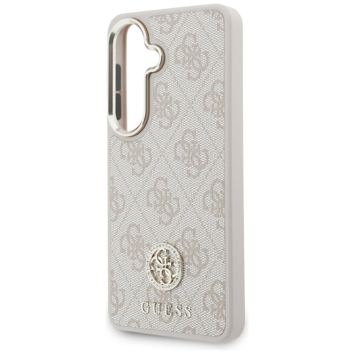 Комплект калъф + каишка Guess Big Rhinestone Triangle Strap MagSafe за Samsung Galaxy S26, розов
