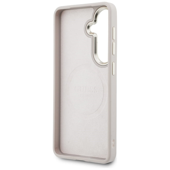 Комплект калъф + каишка Guess Big Rhinestone Triangle Strap MagSafe за Samsung Galaxy S26, розов