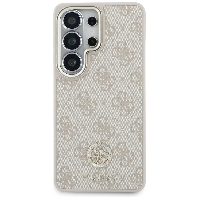 Калъф Guess Big Rhinestone Triangle Strap MagSafe за Samsung Galaxy S26 Ultra, розов + каишка