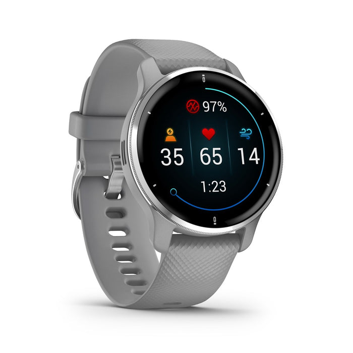 Garmin Venu 2 Plus GPS 3,3 см (1,3") AMOLED 43 мм Цифров 416 x 416 пиксела Сензорен екран Сив, Сребрист Wi-Fi GPS (сателит)