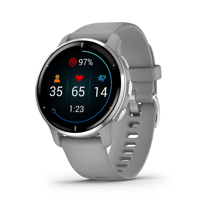 Garmin Venu 2 Plus GPS 3,3 см (1,3") AMOLED 43 мм Цифров 416 x 416 пиксела Сензорен екран Сив, Сребрист Wi-Fi GPS (сателит)