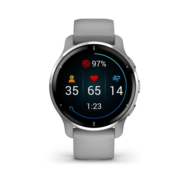 Garmin Venu 2 Plus GPS 3,3 см (1,3") AMOLED 43 мм Цифров 416 x 416 пиксела Сензорен екран Сив, Сребрист Wi-Fi GPS (сателит)