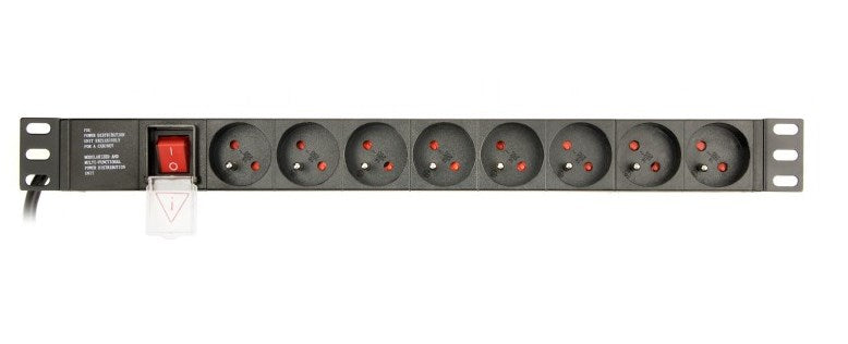 Schuko 19" 8 начина многофункционален адаптер за контакт с бутон за включване/изключване GEMBIRD EG-PDU-014-FC14 (3 m)