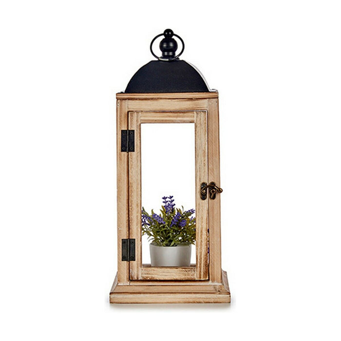 Latern Gift Decor 19B0806S-A2 19B0806S-A2 Черен Естествен Дървен Метал Кристал 18 x 43 x 18 cm 18,5 x 43 x 18,5 cm (6 броя)