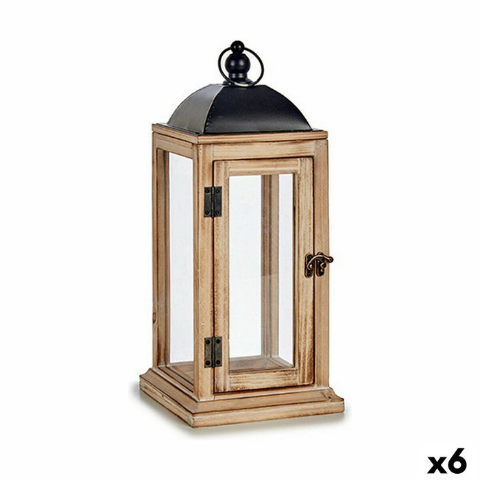Latern Gift Decor 19B0806S-A2 19B0806S-A2 Черен Естествен Дървен Метал Кристал 18 x 43 x 18 cm 18,5 x 43 x 18,5 cm (6 броя)