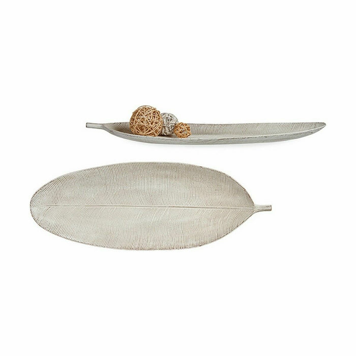 Украса за център на маса Gift Decor LH520814 LH520814 Бял Дървен MDF 59,5 x 3 x 21,6 cm Декорация Лист на растение (6 броя)