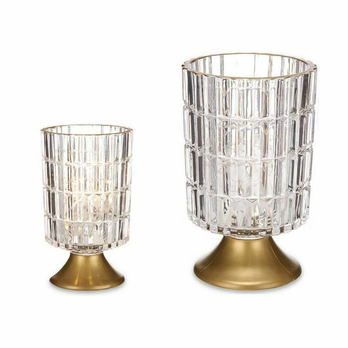 LED Фенер Gift Decor L1118BMMS-T L1118BMMS-T Прозрачен Златен Cтъкло 10,7 x 18 x 10,7 cm (6 броя)