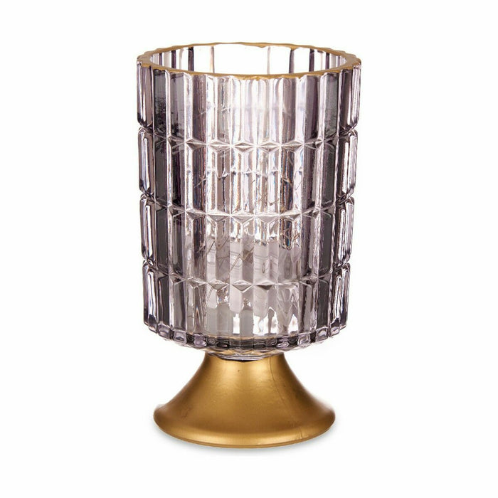 LED Фенер Gift Decor L1118BMMS-S L1118BMMS-S Сив Златен Cтъкло 10,7 x 18 x 10,7 cm (6 броя)