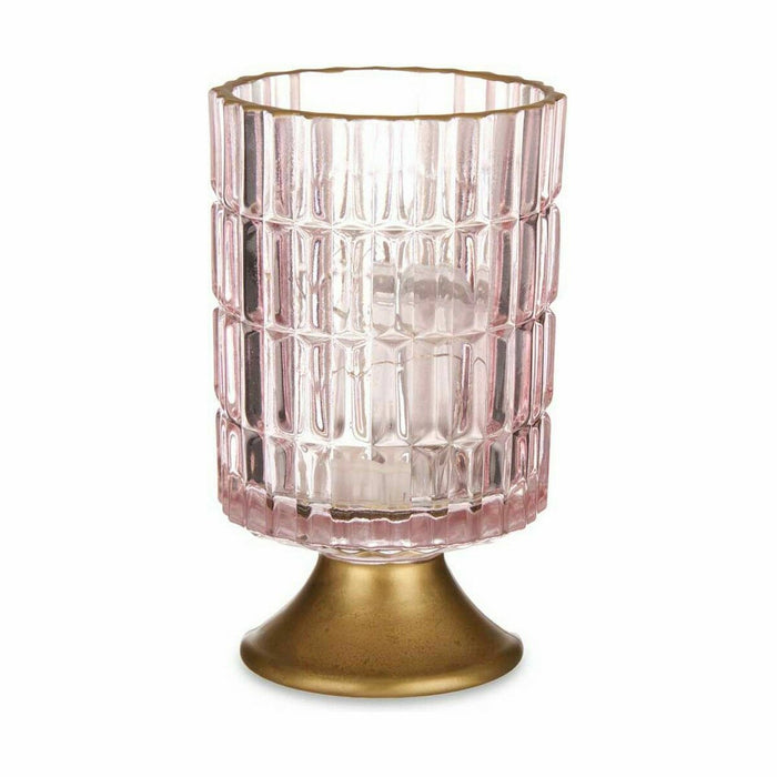 LED Фенер Gift Decor L1118BMMS-C L1118BMMS-C Розов Златен Cтъкло 10,7 x 18 x 10,7 cm (6 броя)