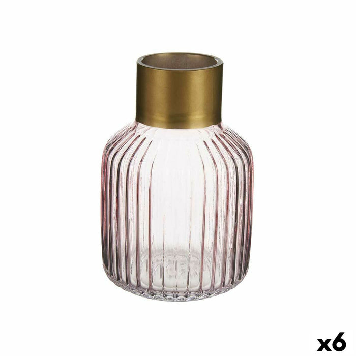 Ваза Gift Decor V1218IP-C V1218IP-C Розов Златен Cтъкло Райета 12 x 18 x 12 cm (6 броя)