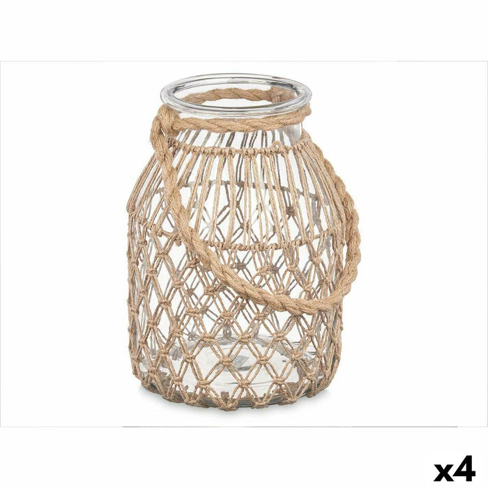 Поставка за свещ Gift Decor 22812BR 22812BR Прозрачен Естествен Cтъкло Въже 20 x 30 cm 20 x 30 x 20 cm Лодка (4 броя)