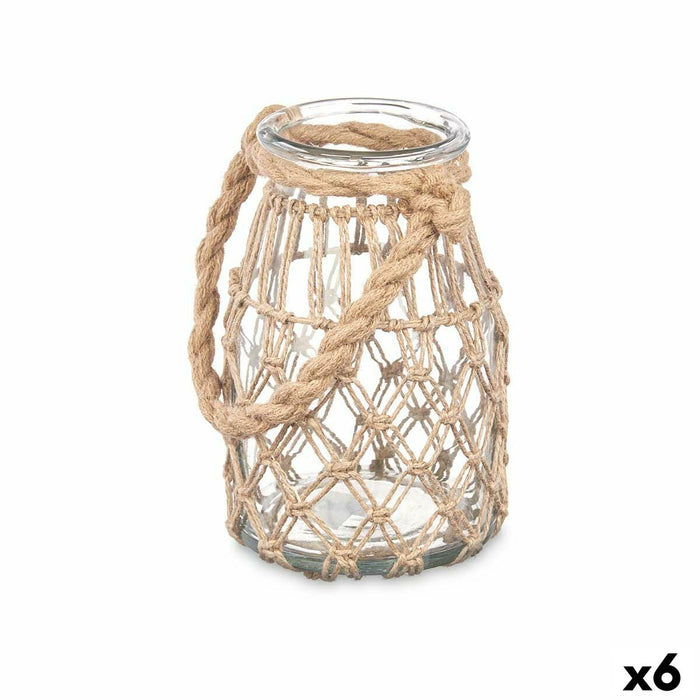 Поставка за свещ Gift Decor 26240BR 26240BR Прозрачен Естествен Cтъкло Въже 14 x 21 cm 16 x 21 x 14 cm Лодка (6 броя)