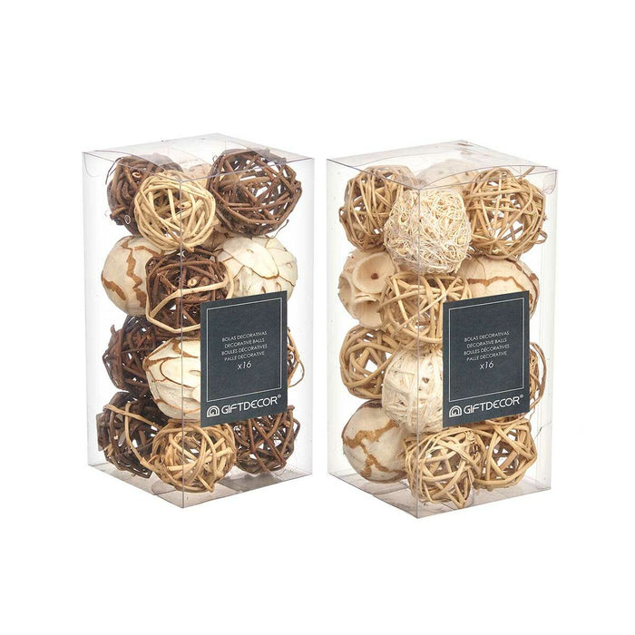 Комплект Декоративни Топки Gift Decor 10 10 Бял Кафяв 8 x 16 x 8 cm (12 броя)