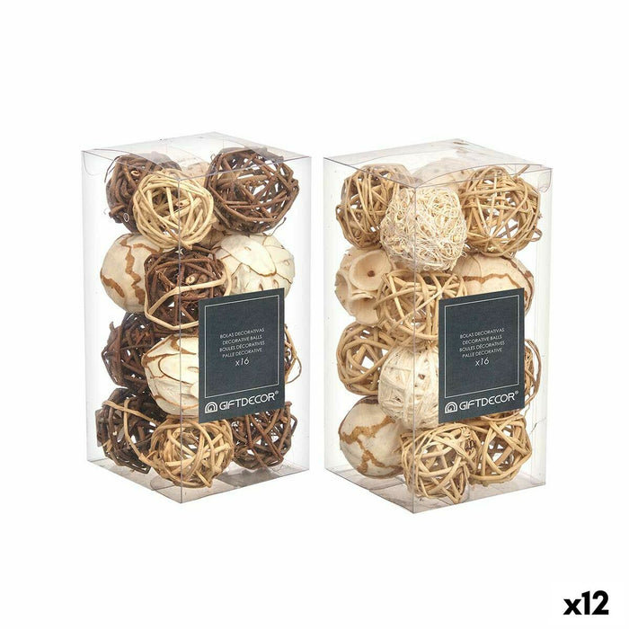 Комплект Декоративни Топки Gift Decor 10 10 Бял Кафяв 8 x 16 x 8 cm (12 броя)