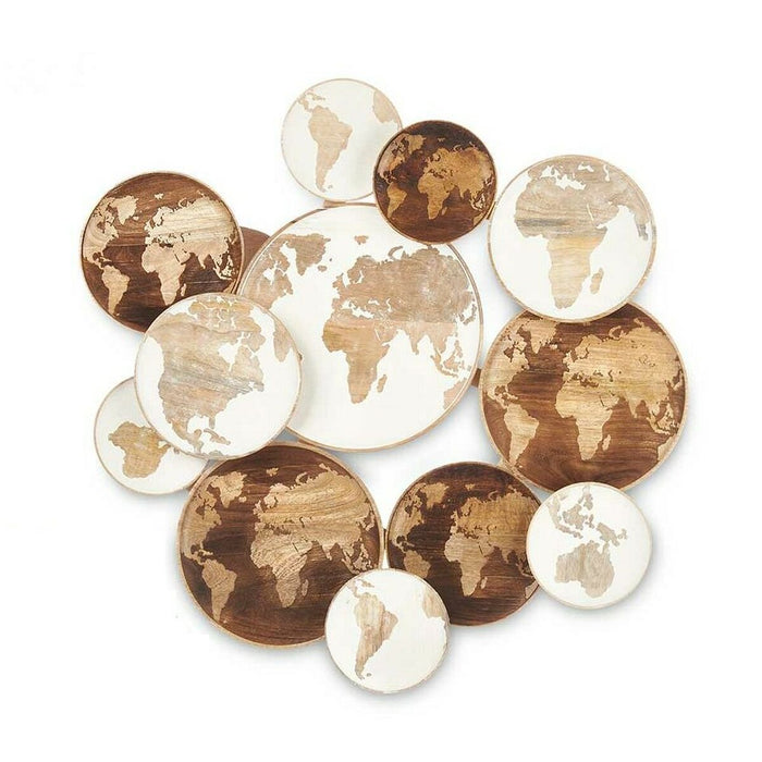 Декорация за стена Gift Decor 8 8 Бял Кафяв Дърво манго Карта на Света 76 x 70 x 5 cm