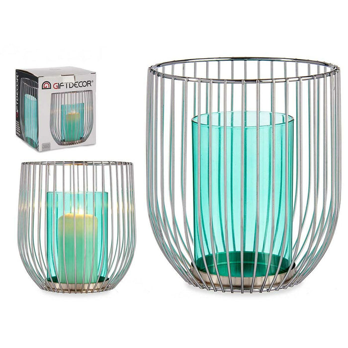 Поставка за свещ Gift Decor Син Сребрист Метал Cтъкло 15 x 17 x 15 cm (8 броя)