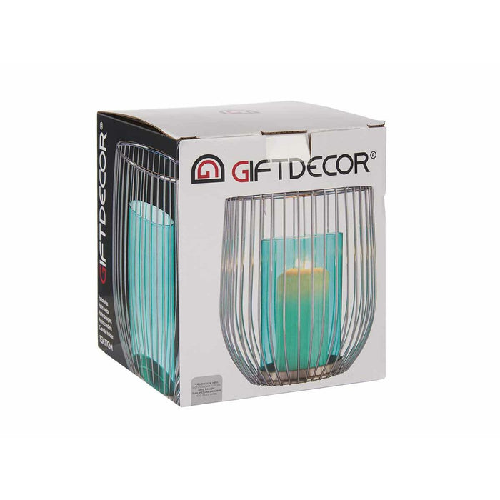 Поставка за свещ Gift Decor Син Сребрист Метал Cтъкло 15 x 17 x 15 cm (8 броя)