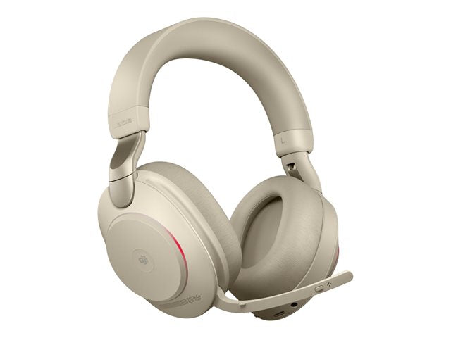 JABRA Evolve2 85 MS Стерео Слушалки с пълен размер Bluetooth, безжични, кабелни, активно шумопотискане, 3,5 mm шумоизолиращи бежови MS Te