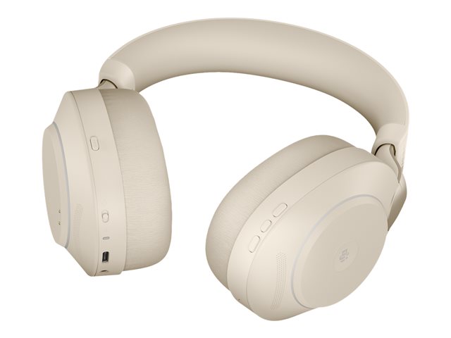 JABRA Evolve2 85 MS Стерео Слушалки с пълен размер Bluetooth, безжични, кабелни, активно шумопотискане, 3,5 mm шумоизолиращи бежови MS Te
