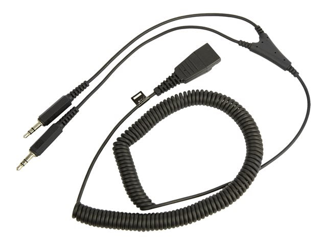 JABRA QD кабел към 2x 3,5 мм щепсел с щифт, навит 0,5-2 метра за GN2100 GN2000 GN2200