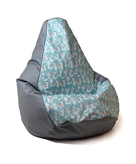 Сако чанта пуф Pear print grey-lama XL 130 x 90 cm