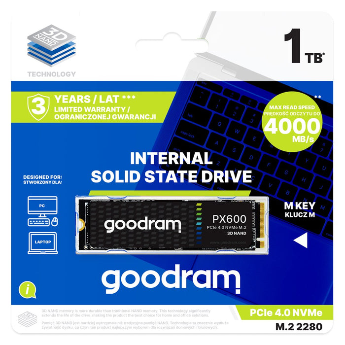 Goodram SSDPR-PX600-250-80 вътрешно твърдотелно устройство 250 GB M.2 PCI Express 4.0 NVMe 3D NAND