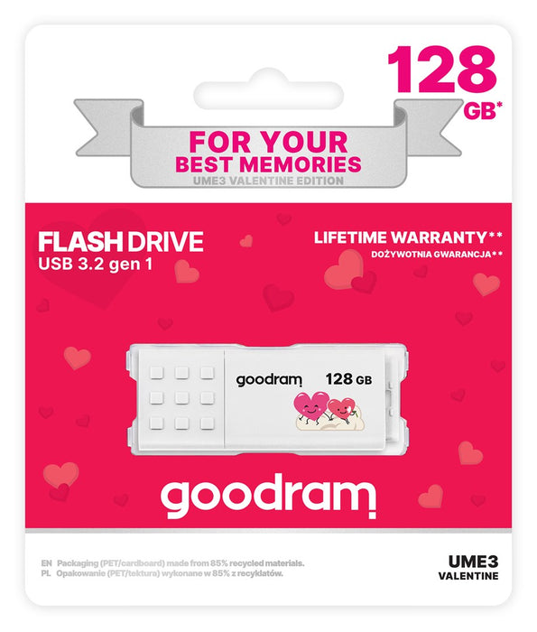 Goodram UME3 Valentine USB флаш устройство 128 GB USB Type-A 3.2 Gen 1 (UME3-1280W0R11-V) Бяло