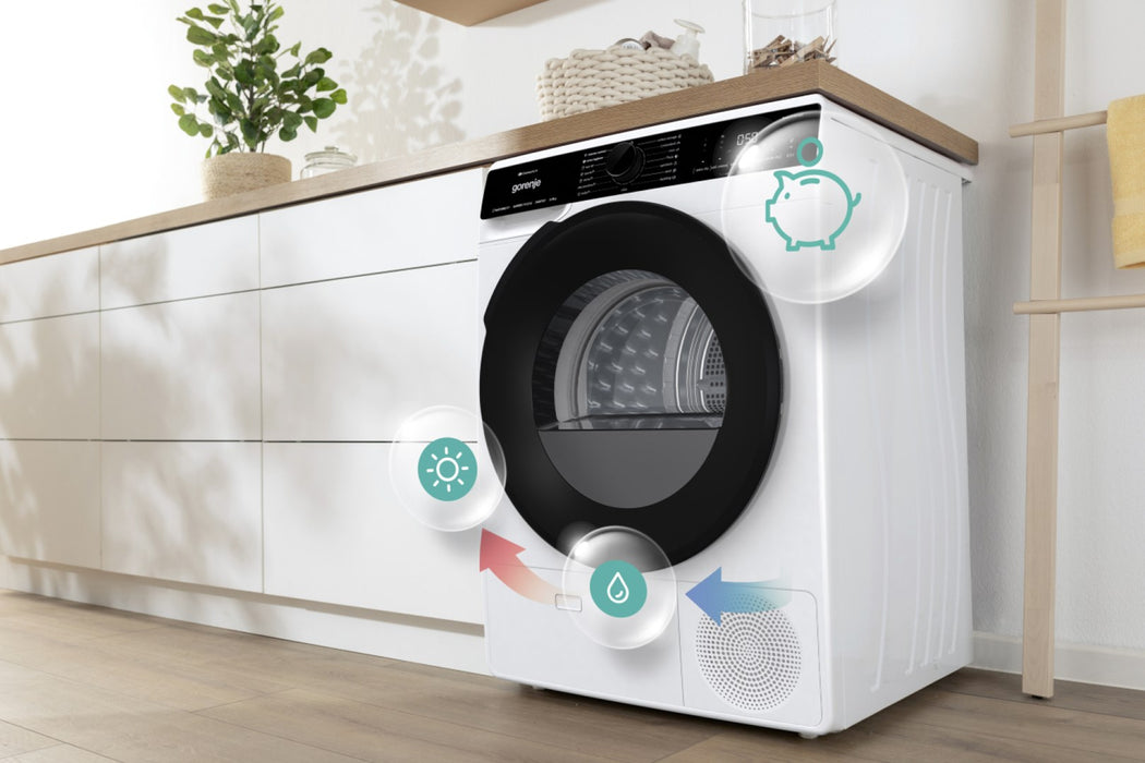 Сушилня Gorenje DPNA92WIFI Свободностояща Зареждане отпред 9 кг A++ Черен, Бял