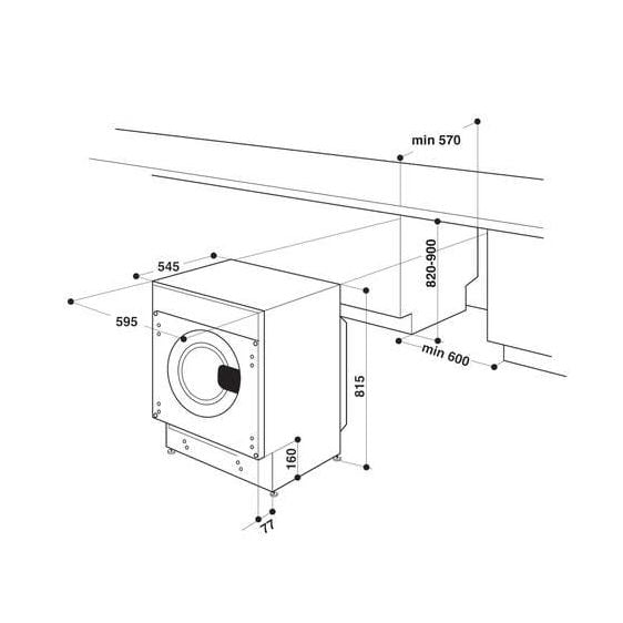 Пералня със сушилня за вграждане WHIRLPOOL BI WDWG 961485 EU, 9/6 кг, FreshCare+, 1400 об/мин.