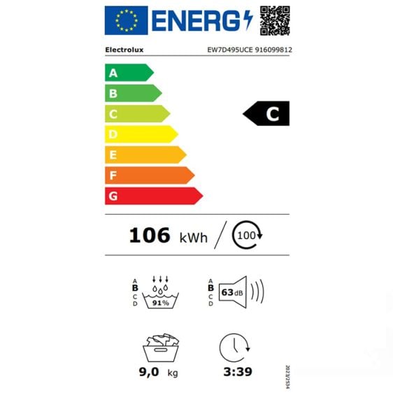 Сушилня ELECTROLUX EW7D495UCE, 9 кг, Wi-Fi, клас C