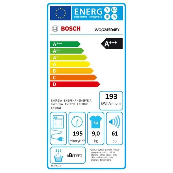Сушилня BOSCH WQG245D4BY, 9 кг, Термопомпа, SelfCleaning, C