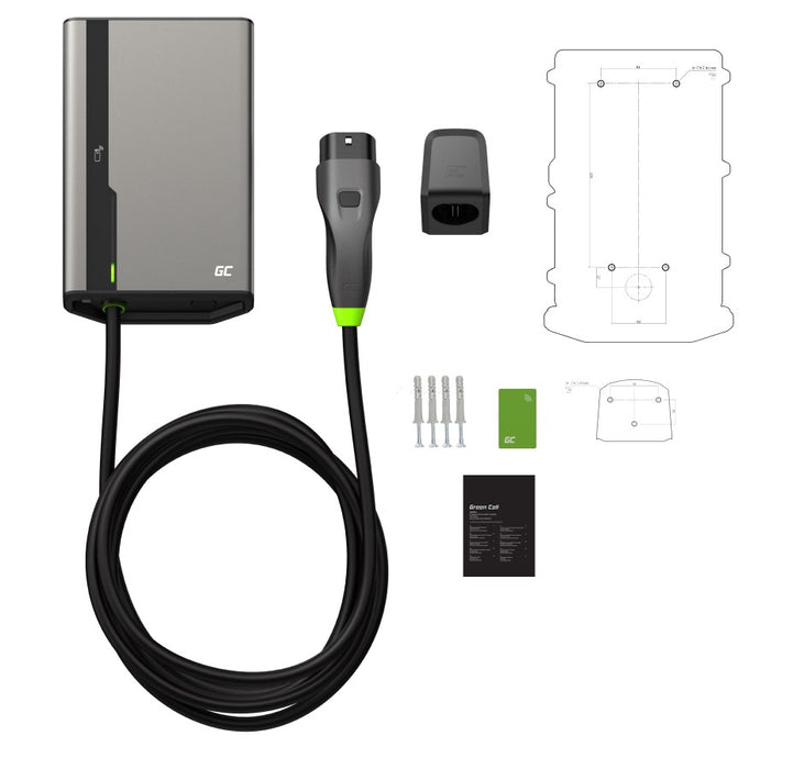 Green Cell EVGC021A2275 станция за зареждане на електрически превозни средства Сива алуминиева стена 3 Вграден дисплей LED
