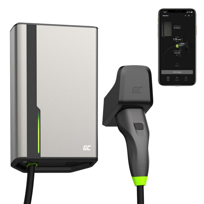 Green Cell EVGC021A2275 станция за зареждане на електрически превозни средства Сива алуминиева стена 3 Вграден дисплей LED