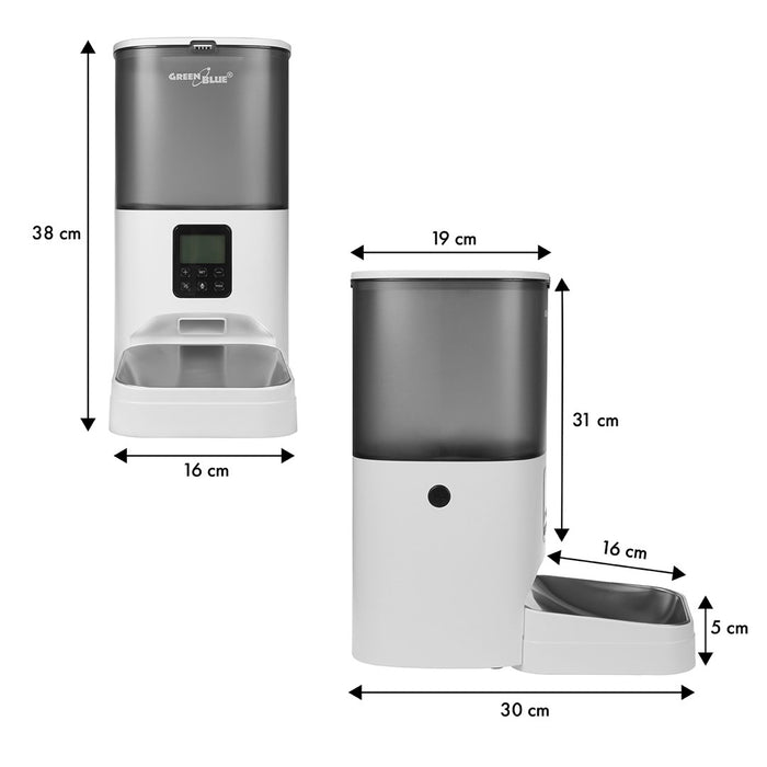 Автоматичен диспенсър/хранилка за храна за домашни любимци GreenBlue, 6L, USB 5V1A, GB393