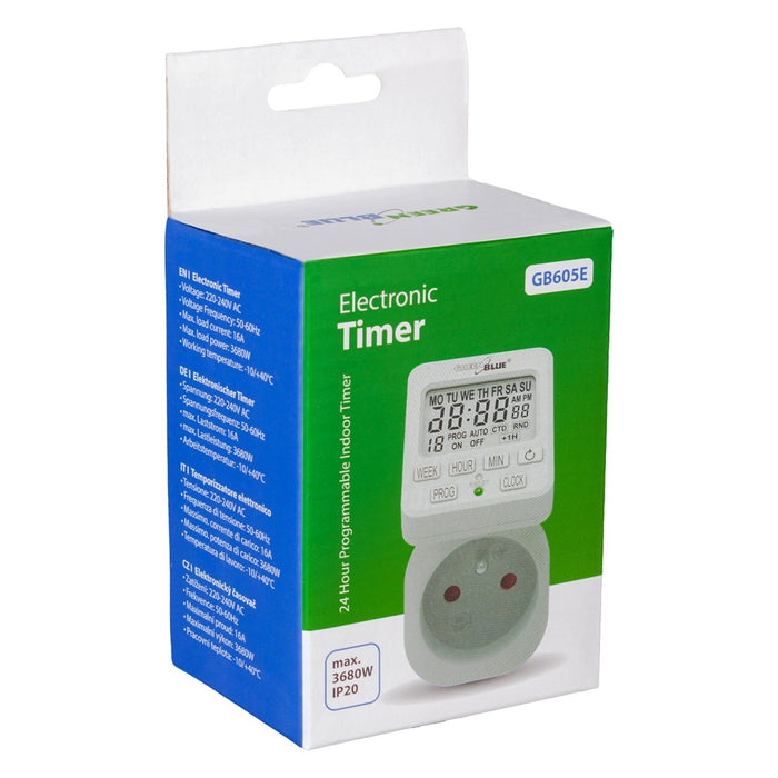 GreenBlue GB605 E прекъсвач Horario Digital - Temporizador - Programador, Carga máx. 16A, IP20
