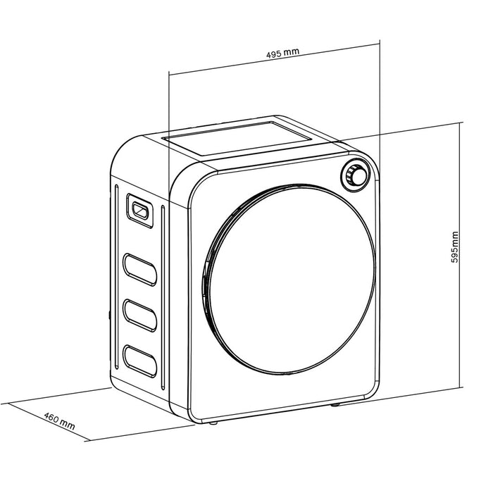 GreenBlue GB410 Електрическа барабанна сушилня 3 кг 830 W Вентилирана 5 програми за сушене Компактен плот за маса Contertop Монтиран на стена Преносим с аксесоари