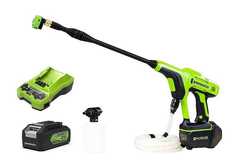 24V машина за миене под налягане GREENWORKS G24PWK4 - Зарядно устройство + 4Ah батерия - 5105307UB
