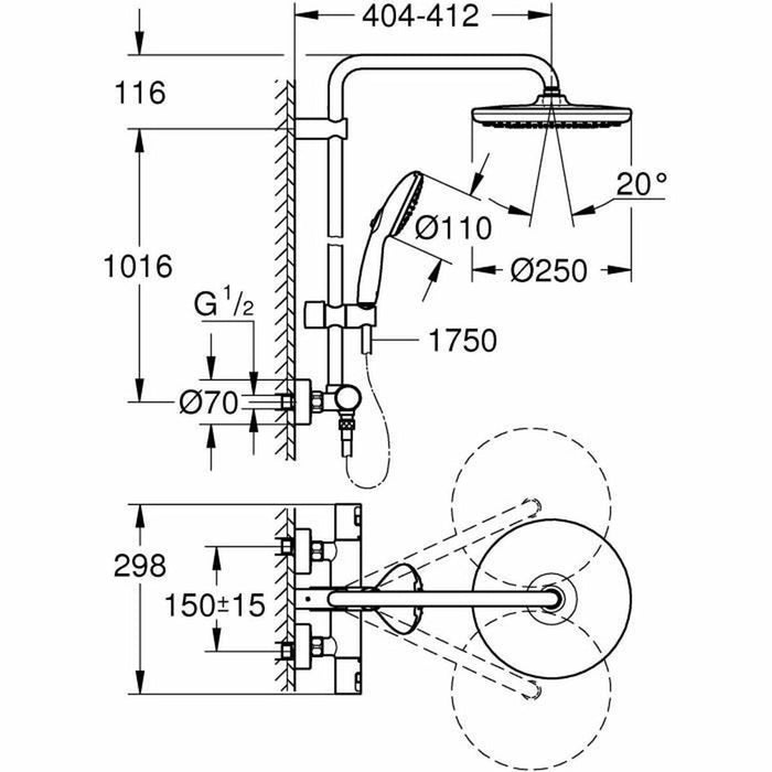 Душ Колона Grohe Vitalio Start System 250