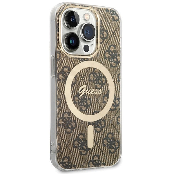 Калъф Guess IML 4G MagSafe за iPhone 15 Pro - кафяв
