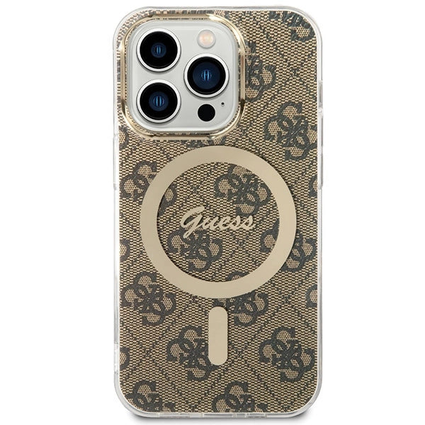 Калъф Guess IML 4G MagSafe за iPhone 15 Pro - кафяв