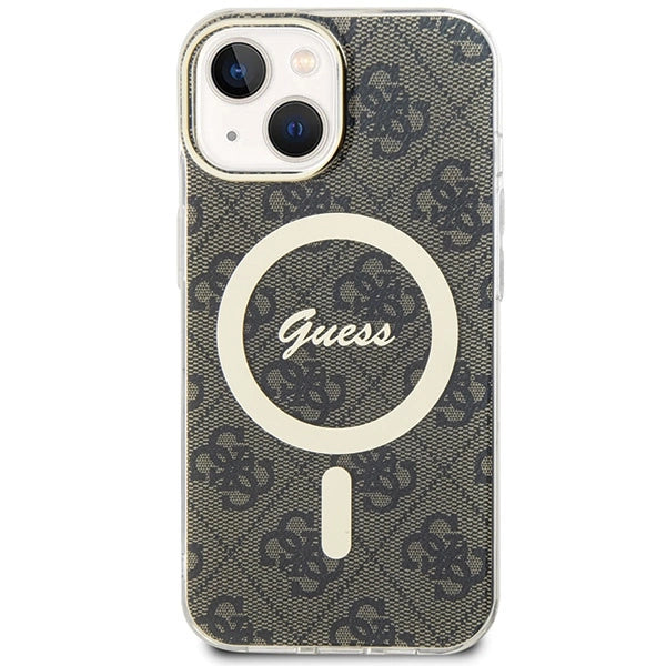 Калъф Guess IML 4G MagSafe за iPhone 15 Plus - кафяв