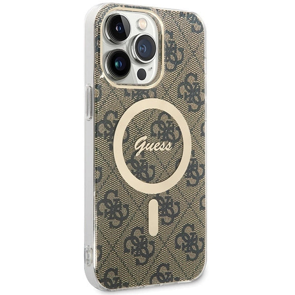 Калъф Guess IML 4G MagSafe за iPhone 15 Pro Max - кафяв