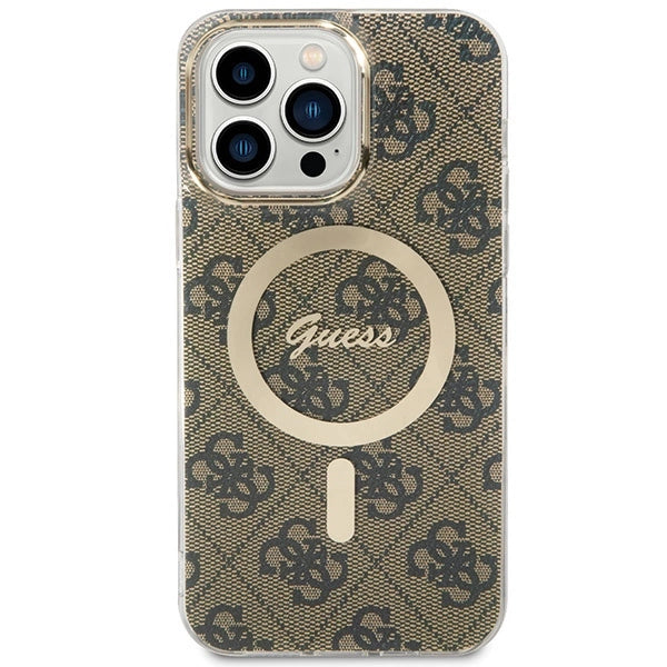 Калъф Guess IML 4G MagSafe за iPhone 15 Pro Max - кафяв
