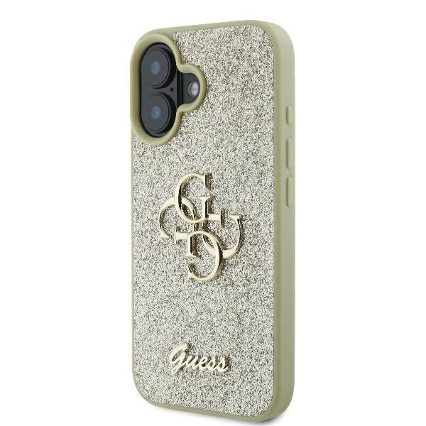Голем 4G калъф Guess Fixed Glitter за iPhone 16 Plus - златен