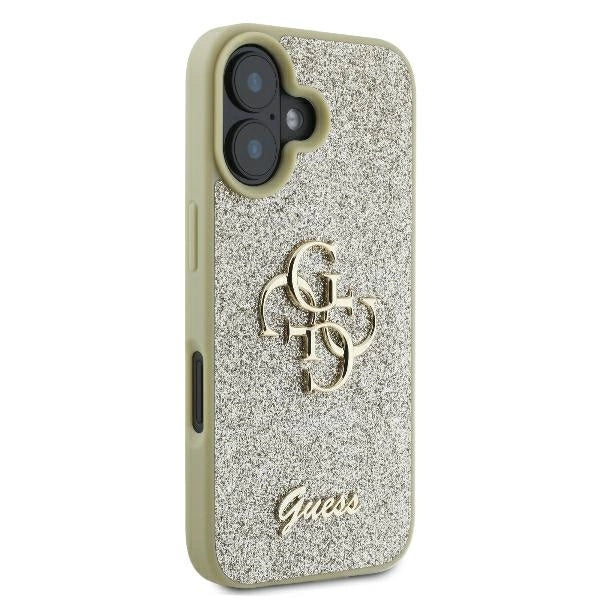 Голем 4G калъф Guess Fixed Glitter за iPhone 16 Plus - златен